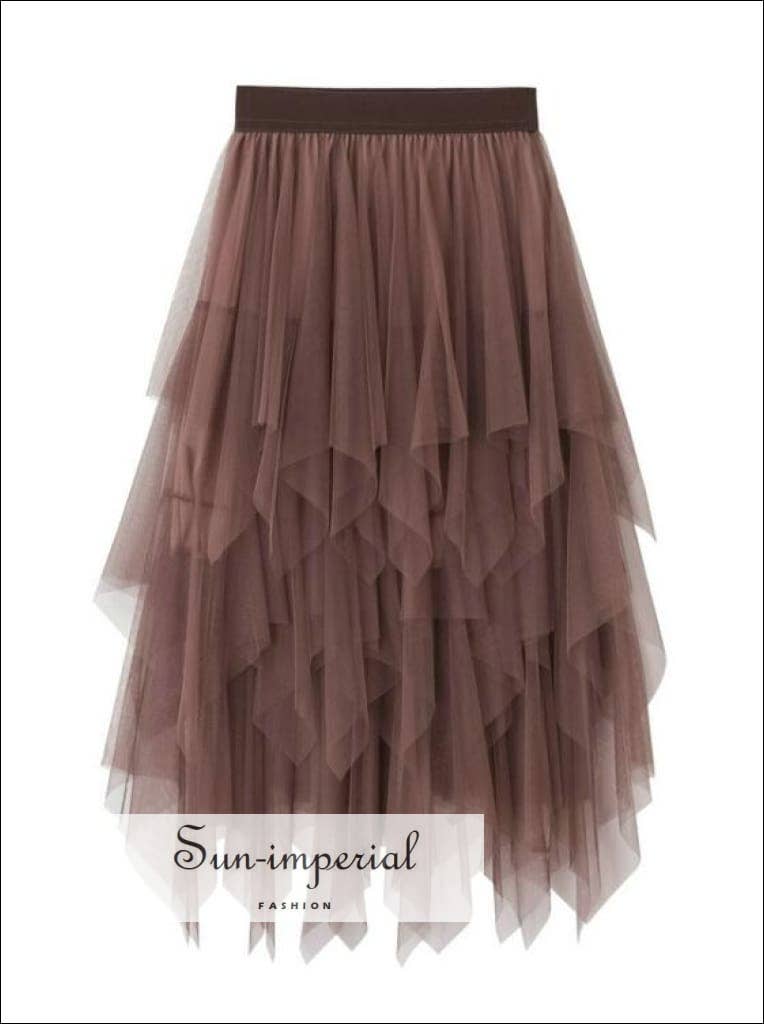 Sun Imperial - Wholesale Skirt - Women's - Tulle Mesh Maxi Skirt High Waist - Asymmetrical Silhouette2