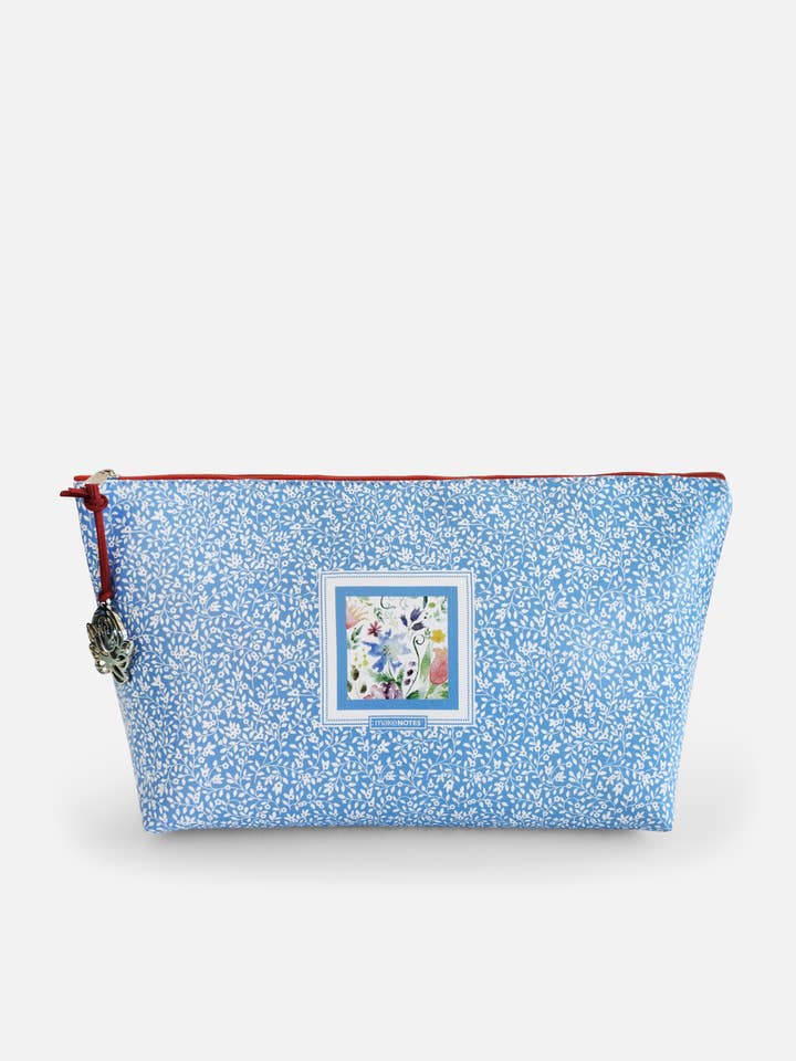 GRANDE TROUSSE DE TOILETTE TRIANGULAIRE EN FORME DE FLEURS SAUVAGES pour la vente par MAKENOTES