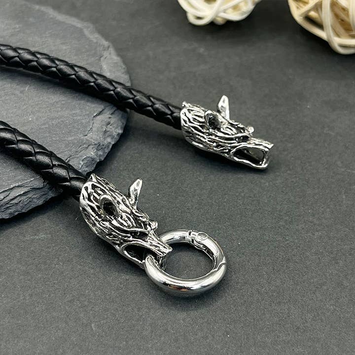 GemMeet – wholesale Charm/dangle bracelet – Vintage Viking Stainless Steel Wolf Bracelet3