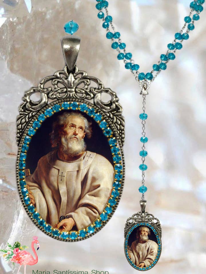 Petrus Der Apostel Rosenkranz - Schutzpatron gegen Raserei; Fieber; Fußprobleme & Langlebigkeit - Handgemachter Rosenkranz katholischer Schmuck für den Großhandel von MariaSantissimaShop