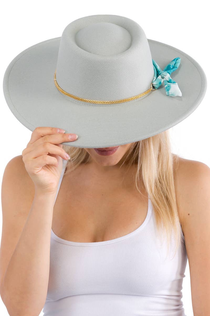 Cap Zone - Vendita all'ingrosso Fedora - Donna - Cappello rancher bolero in lana sintetica con nastro piccolo, catena oro e tesa larga16