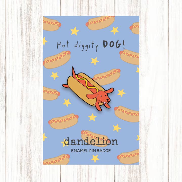 Hot Dog - Pin Badge for wholesale by Dandelion Stationery