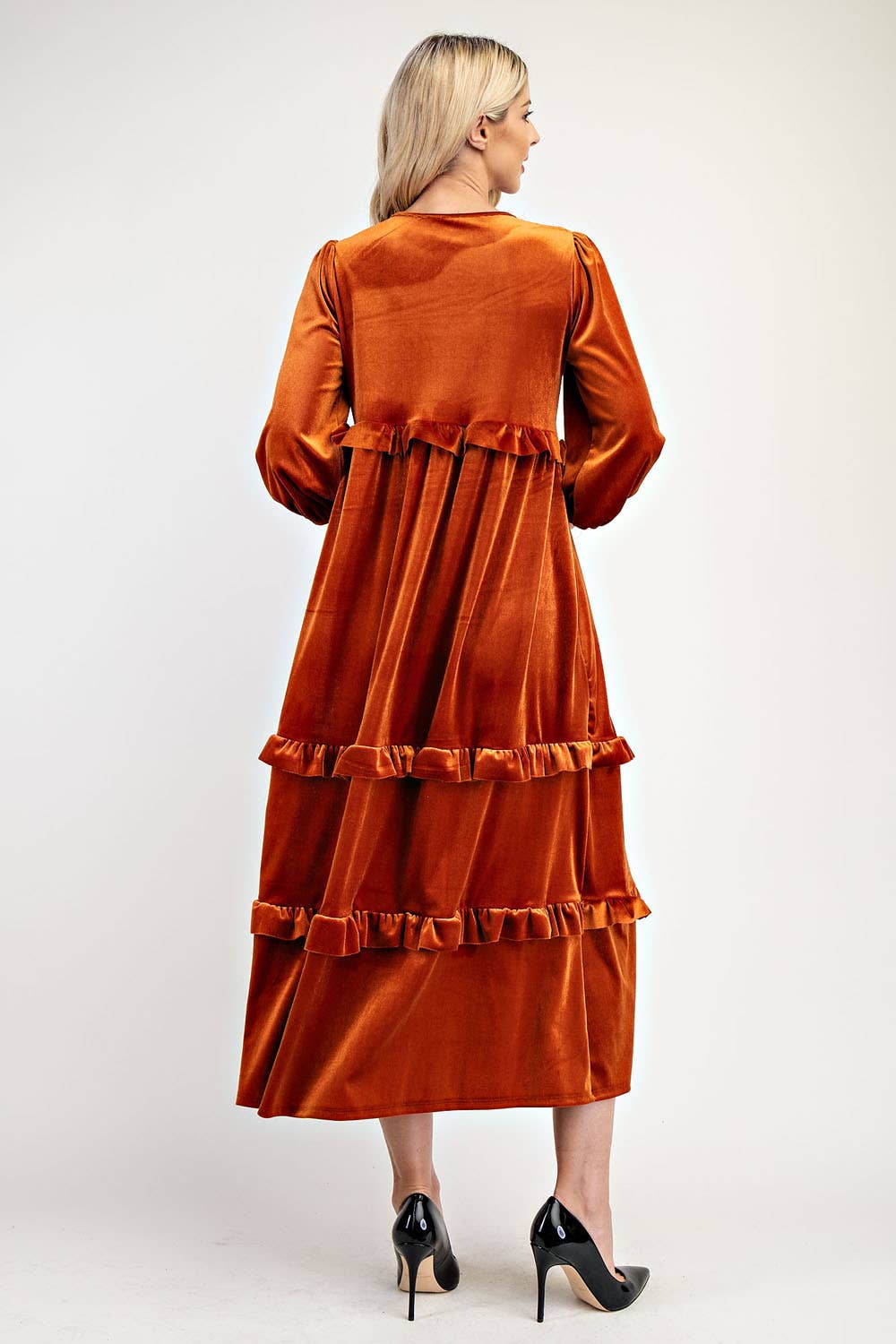 Celeste Clothing – wholesale Klänning - Dam – PLUS SIZE ELEGANT BLYGSAM KLÄNNING I SAMMET -MD33897-PL31