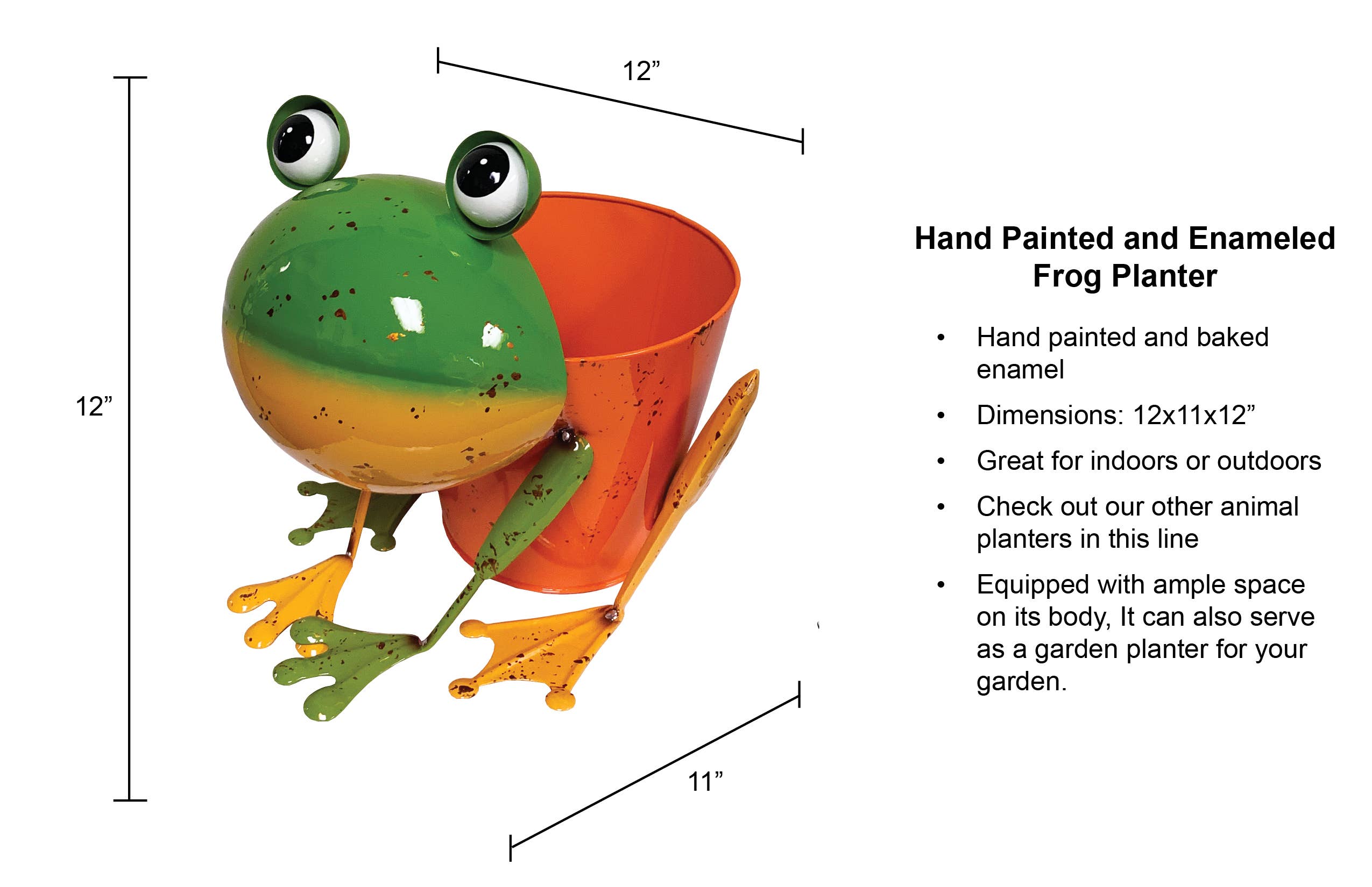 Continental Art Center - Wholesale Plant Pot - Painted and Enameled Metal Frog Bucket Planter2