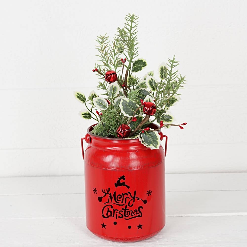 Holiday Depot Inc. - Wholesale Christmas Decoration - M32618-Vintage red metal mason jar w. Merry Christmas3