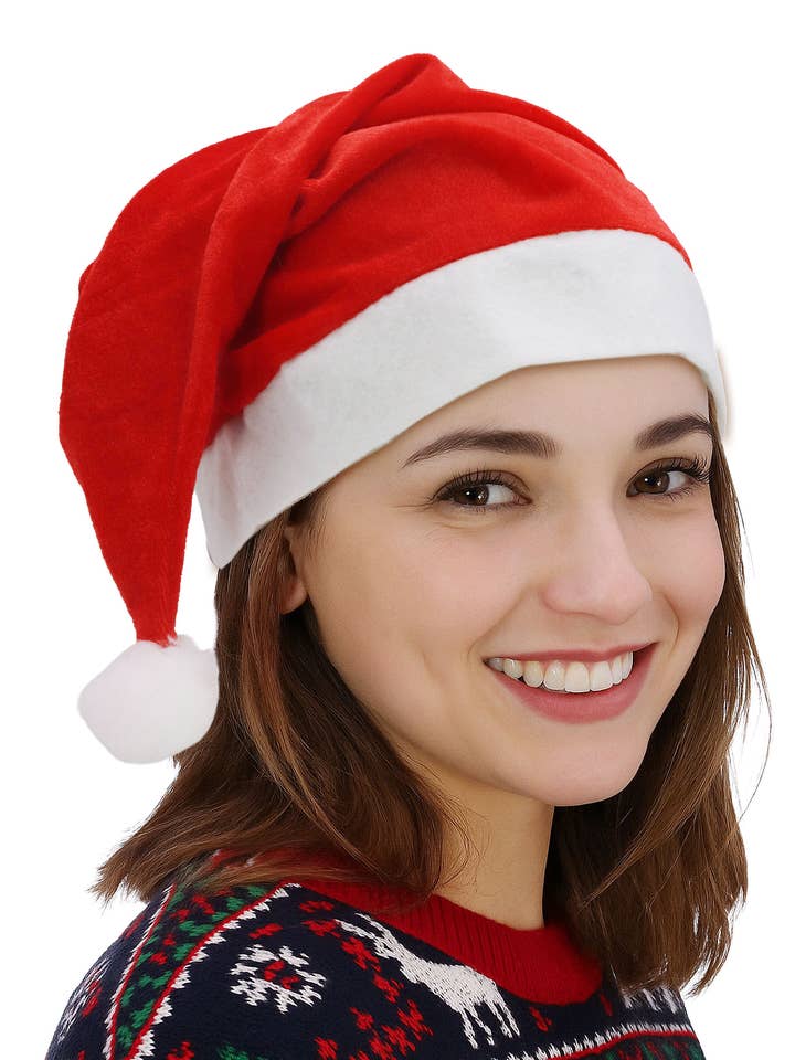 Adults Thin Velvety Fleece Novelty Santa Hat for wholesale by Cap Zone