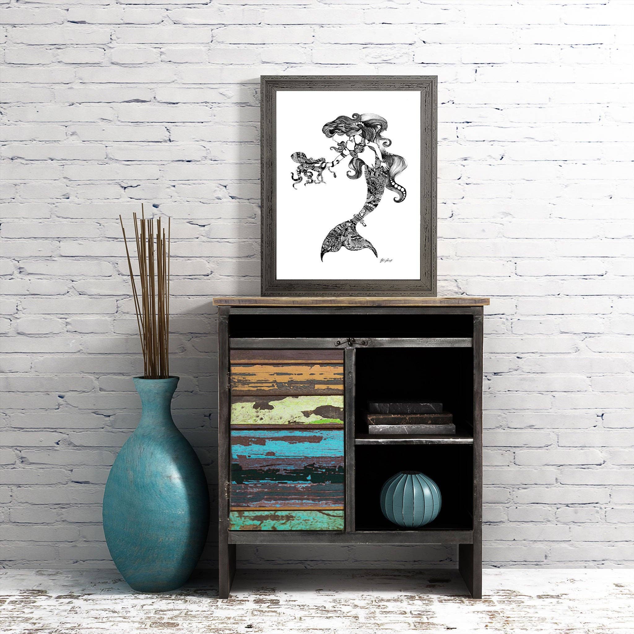 FJ Creations - Wholesale Art Print - Doodle Mystery Mermaid - Fine Art Print4