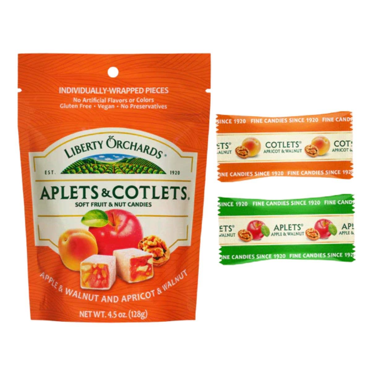 I Got Your Candy - Wholesale Hard Candy - Liberty Orchards Aplets & Cotlets Peg Bag 4.5oz - 9ct0