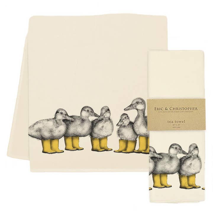 Duck with Boots 2 Tea Towel for wholesale by Eric & Christopher