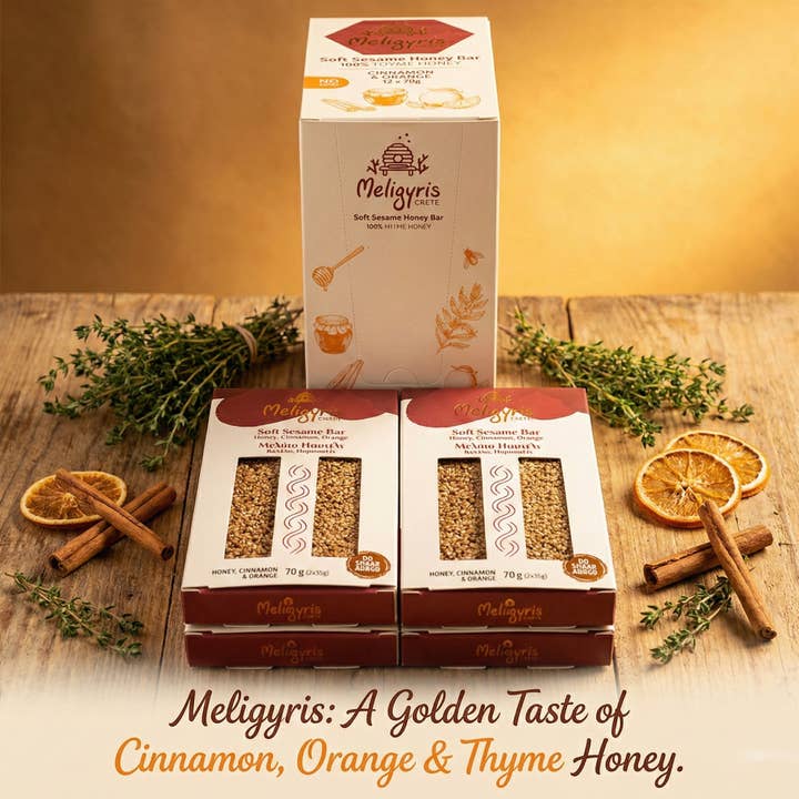Soft Sesame Honey bars, Cinnamon & Orange, Retail Display for wholesale by ALETA FARMS