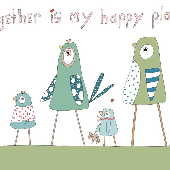Lykønskningskort „Sammen er mit lykkelige sted“ for engroshandel hos Elle Bee Art Studio