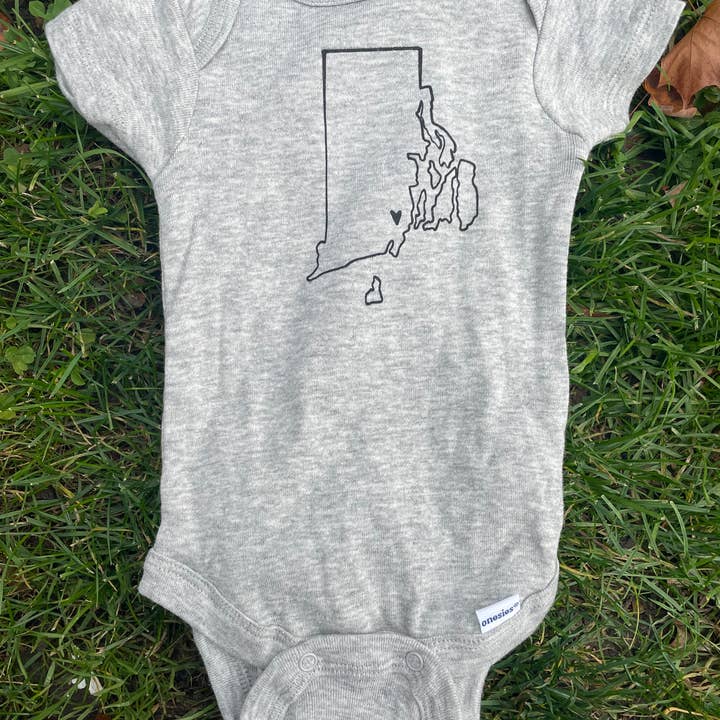 Rhode Island Screen-printed Baby Onesie for wholesale by Willough Designs