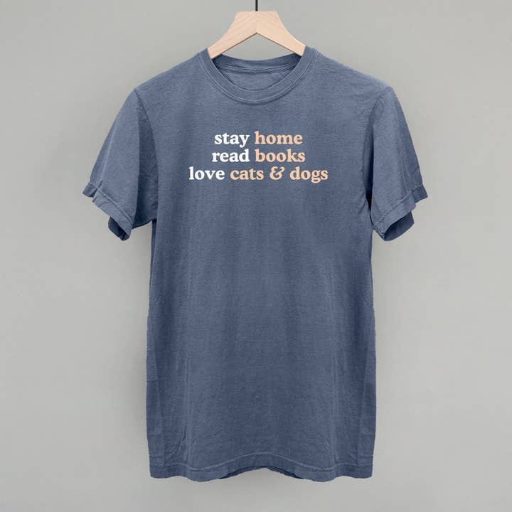 Ivy + Cloth - Wholesale Graphic Sweatshirt - Women's - Stay Home Read Books Love Cats & Dogs1