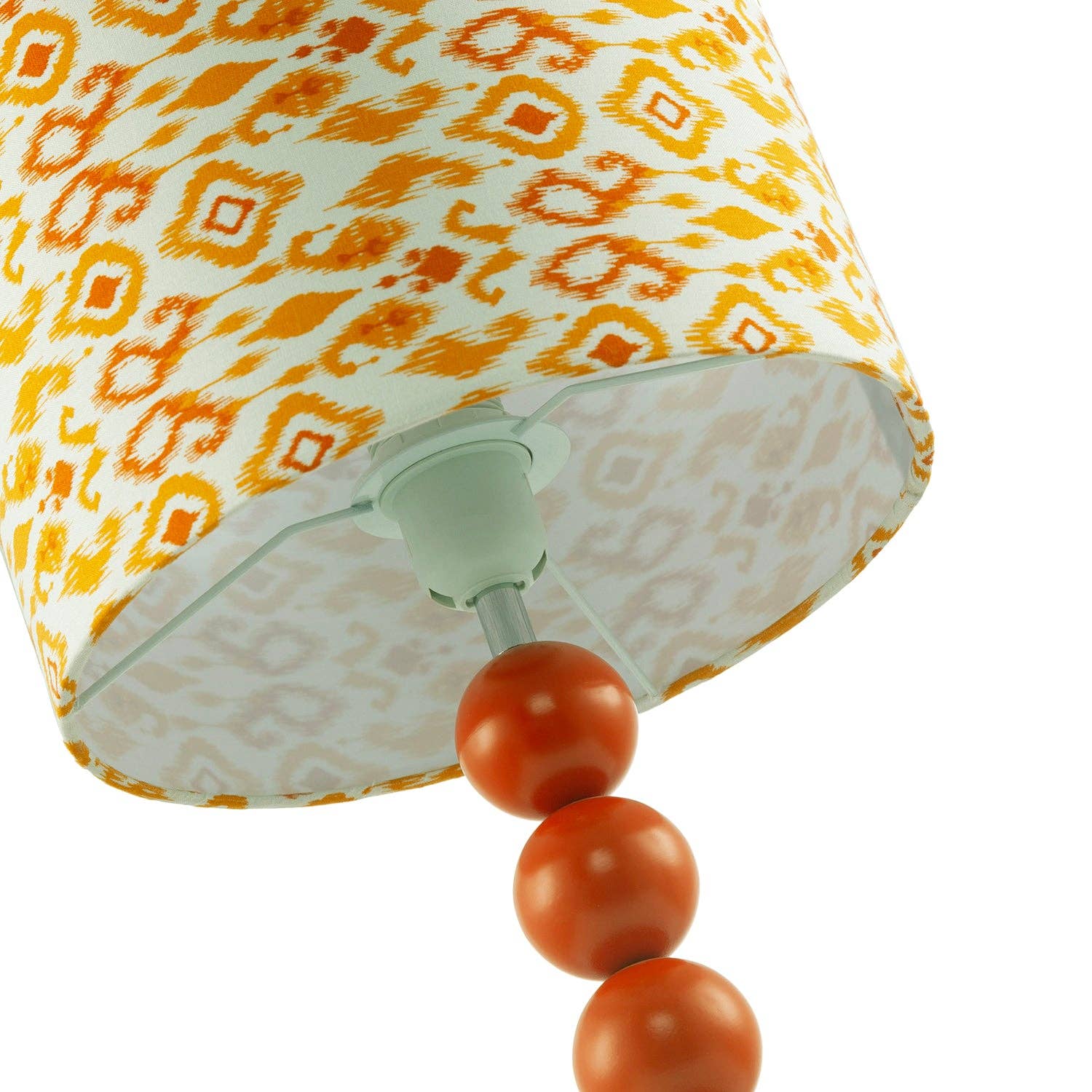 Happy Homewares – wholesale Accent/desk lamp – Chic Orange Table Lamp with Aztec Style Yellow and Orange Fabric Shade4