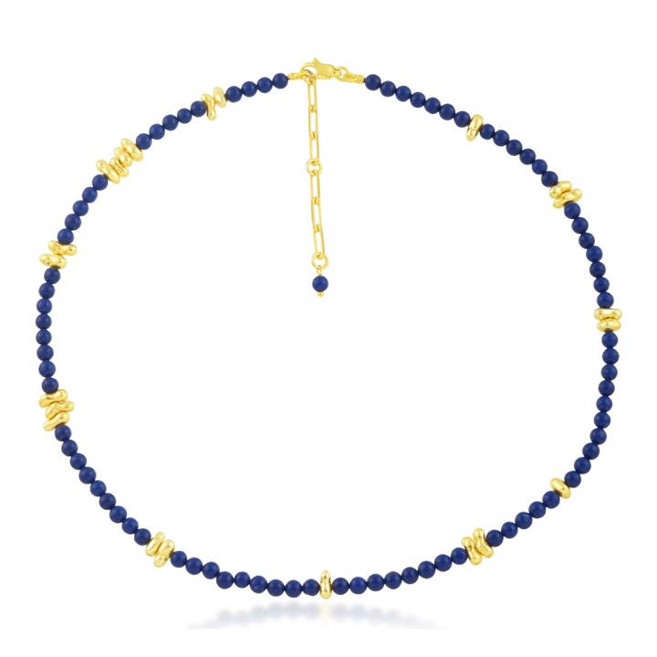 Halskette mit Lapisperlen (Gold Vermeil) für den Großhandel von Arvino