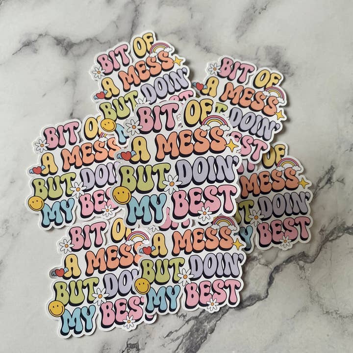 Wild Child Studio Co - Wholesale Sticker - Bit of Mess Doing My Best Vinyl Sticker2