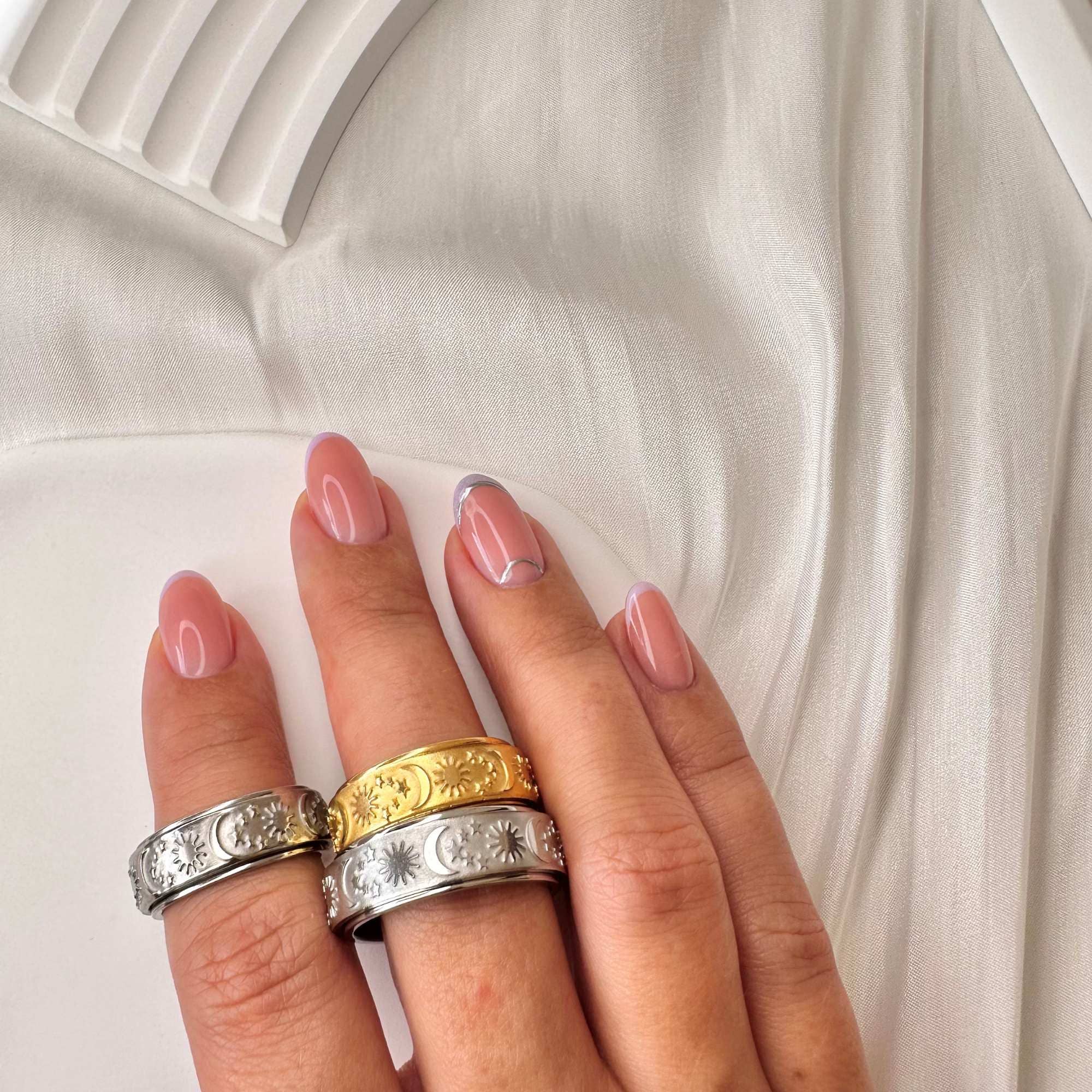 LilAryenne | Jewelry & Suncatchers - Wholesale Band/Stacked Ring - Celestial Fidget Ring - Spinner Stainless Steel Gift1