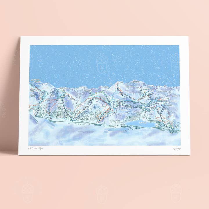 Inky Acorn Designs - Wholesale Art Print - Val D'Isere Map / Tignes Map - Illustrated Ski Map2