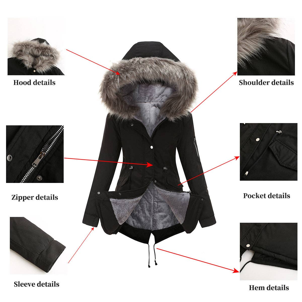 Marayn - Wholesale Coat - Women's - Warm Hooded MidLength Padded Parka Coat  Winter 202549