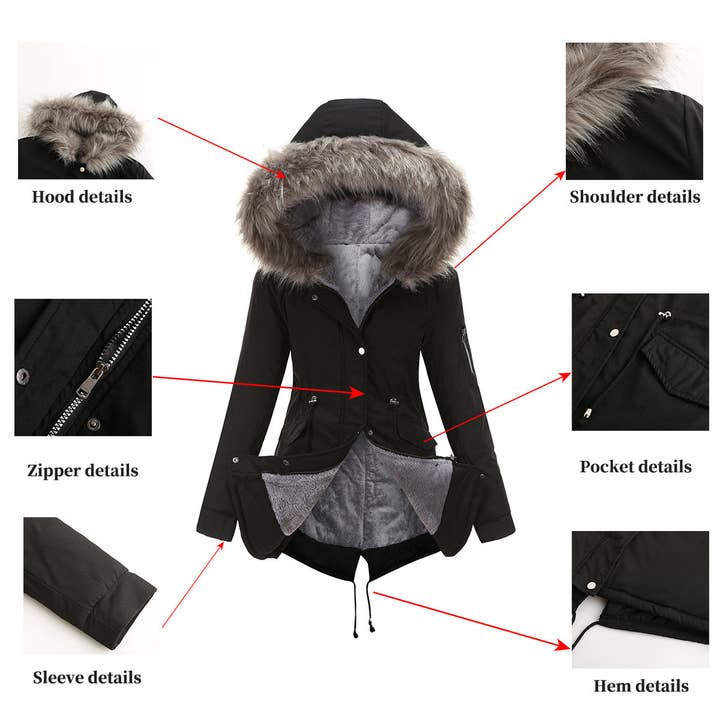 Marayn - Wholesale Coat - Women's - Warm Hooded MidLength Padded Parka Coat Winter 202549
