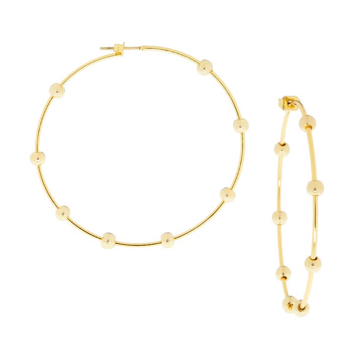 gold plated spaced bead hoop for wholesale by Marlyn Schiff