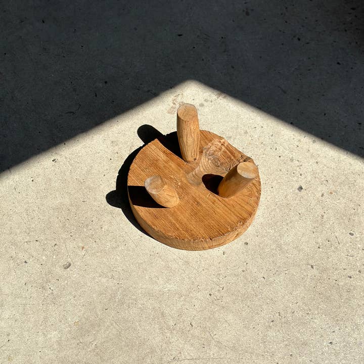 Office Objets - Wholesale Stool - Small low three-legged stool in upcycled blond teak D:30 H:1538