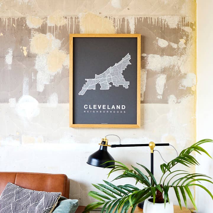 Affiche de la carte de la ville du quartier de Cleveland, OH pour la vente par Native Maps