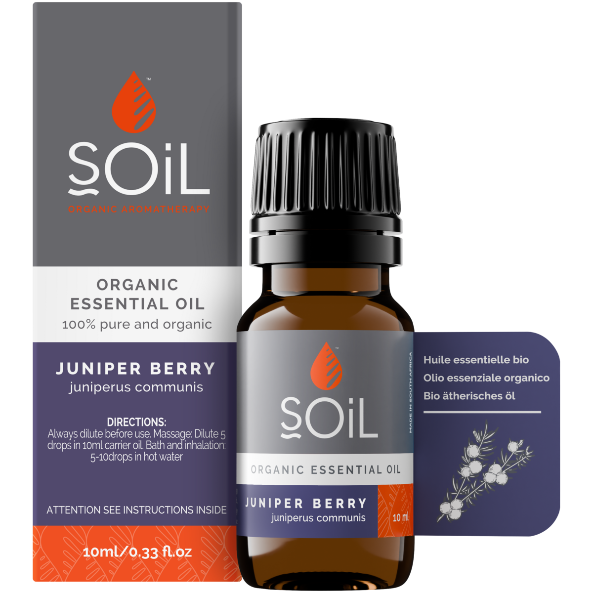SOiL Organic Aromatherapy and Skincare - Vente Huile essentielle - Huile Essentielle de Genévrier Bio (Juniperis Communis) 10ml1