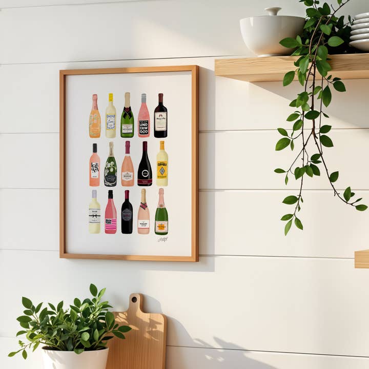 Lindsey Kay Collective - Wholesale Art Print - Wine and Chamapagne Bottles Illustration - Art Print2