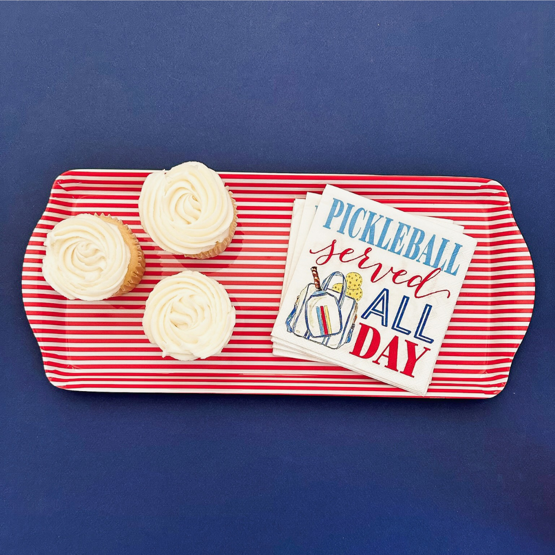 Sprinkles & Confetti Party Supplies - Wholesale Serving Tray - Red Stripe Melamine Multi Purpose Party Tray for Appetizers & Desserts3