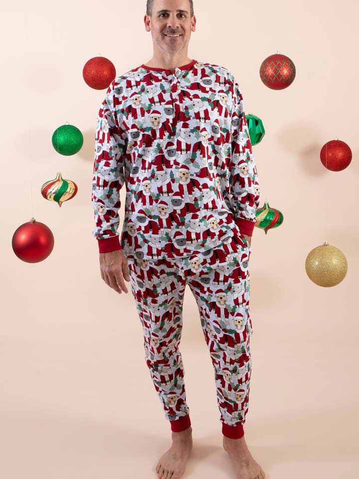Santa Paws Heren Lange Pyjama Set voor wholesale door Darren & Phillip