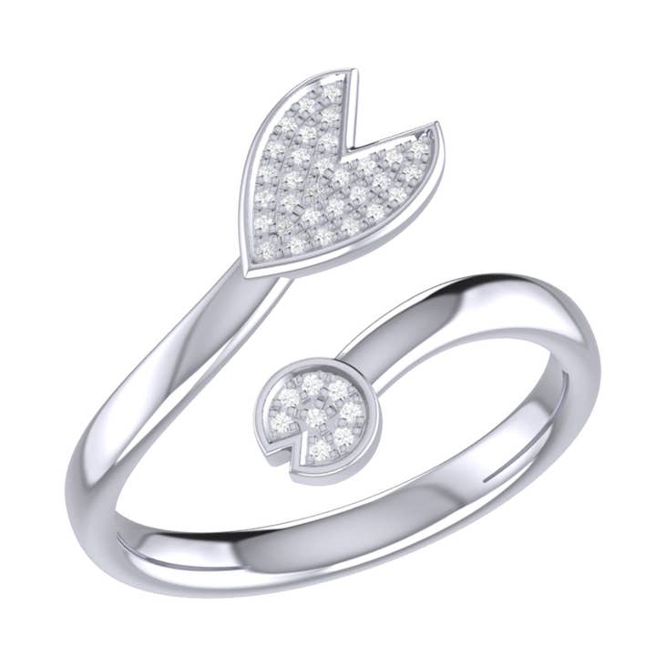 Anel aberto de diamante Pac-Man Chase em prata esterlina por atacado de LuvMyJewelry (LMJ)
