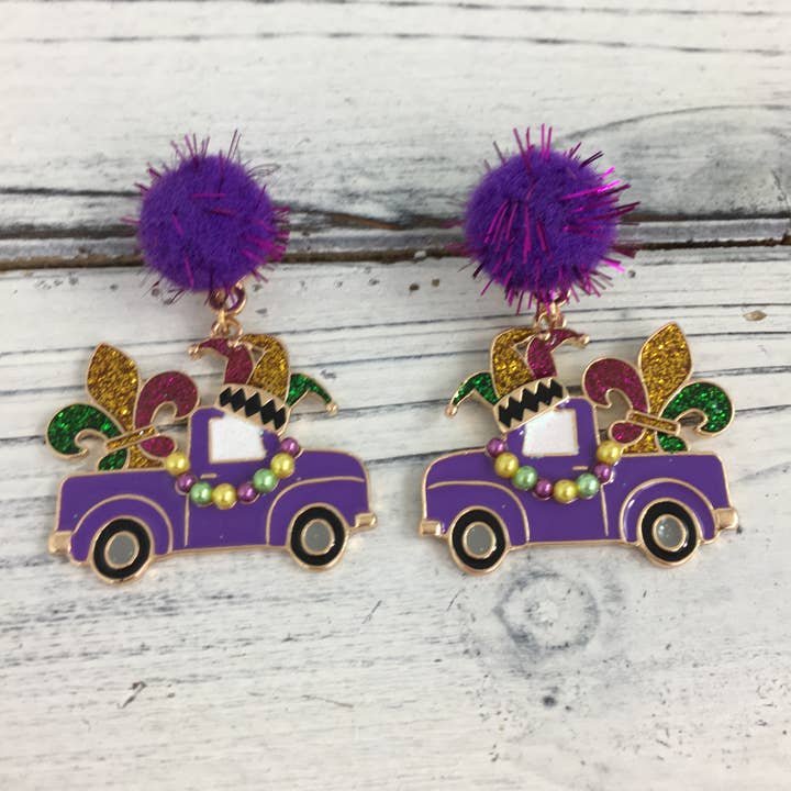 Mardi Gras truck earrings for wholesale by SongLily