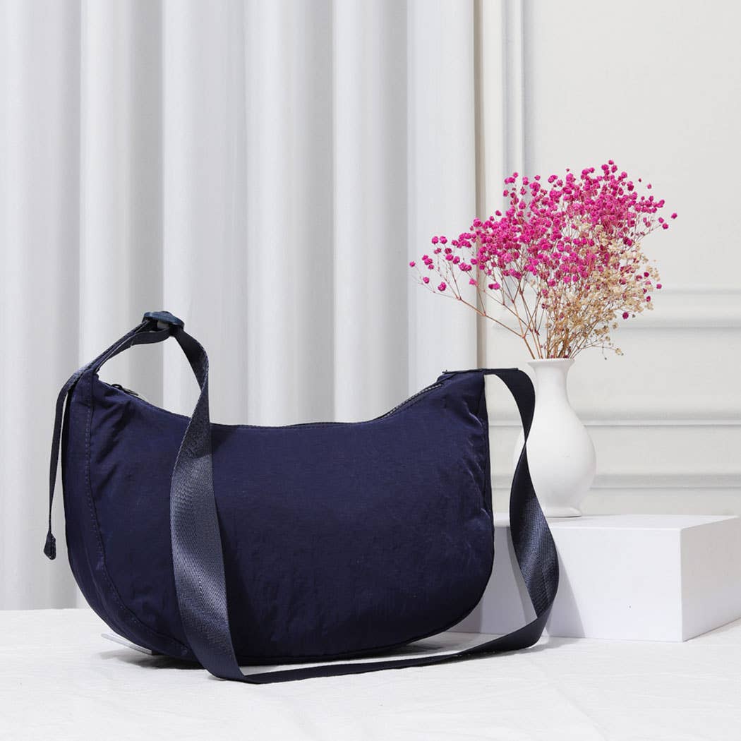 Fashion City - Wholesale Crossbody Bag - Women's - Nylon Half Moon Crossbody-Dark Colors1