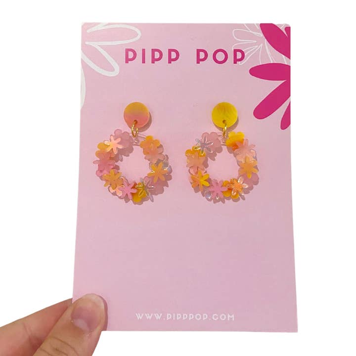 Pipp Pop - Vente Boucles d'oreilles pendantes - Pendentifs en forme de fleurs : 10 couleurs disponibles0