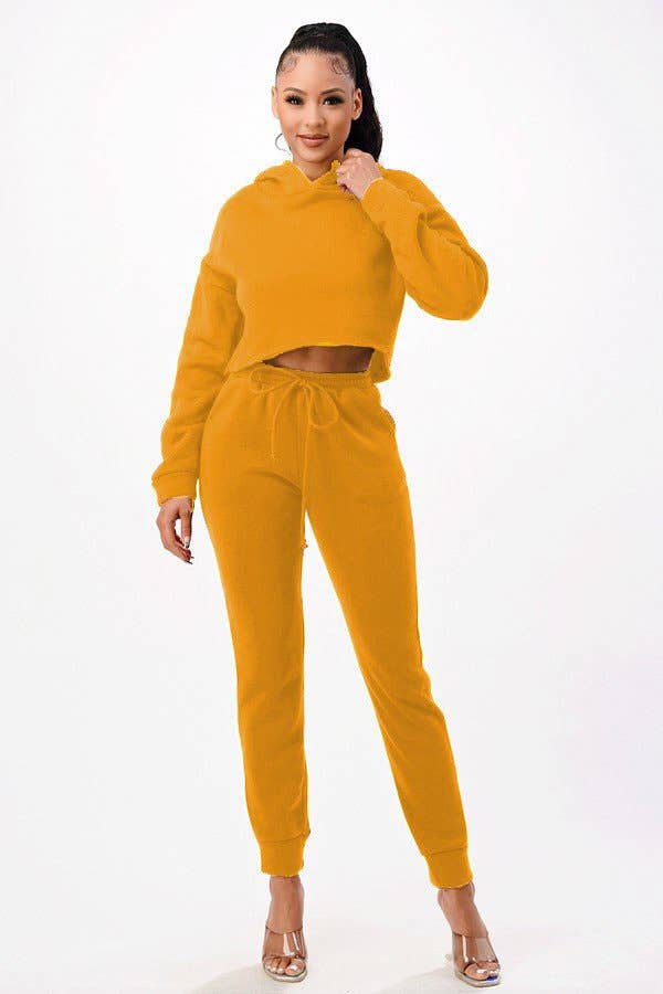 Lime All the Time – wholesale Set med topp och byxa – Dam – 2 PC Set Crop Hoodie och matchande Sweat Byxor0