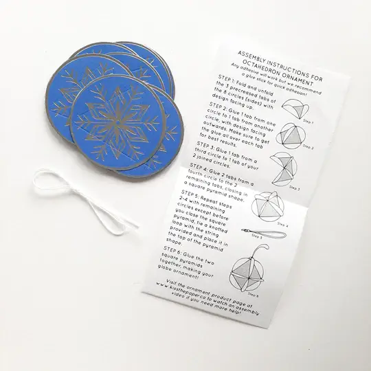 Kiss The Paper - Wholesale DIY Craft Kit - Globe Ornament Kit - Snowflake Out. 20 sided - Silver/Blue3