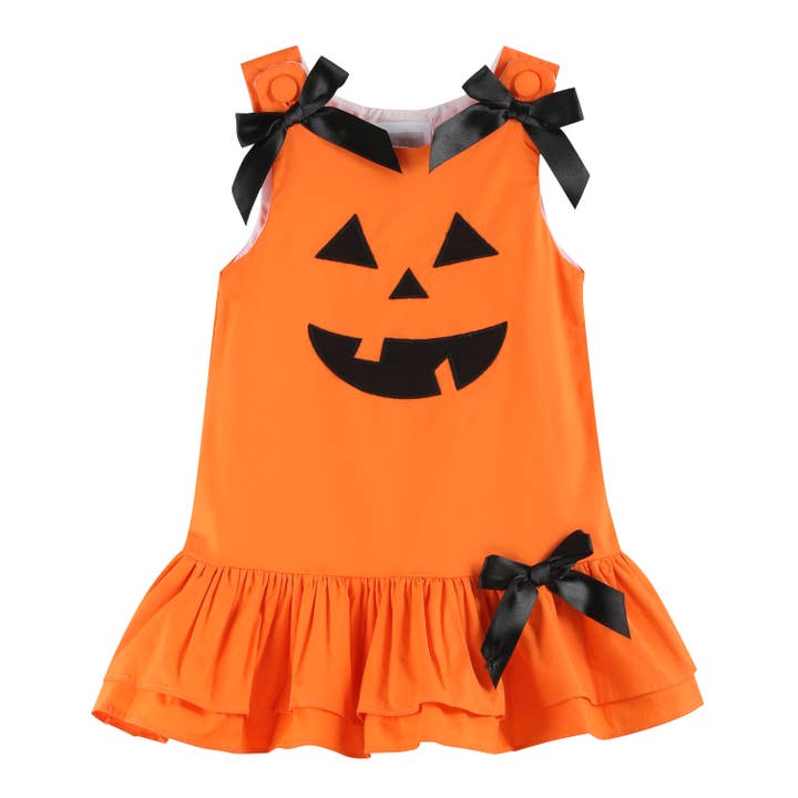 Jack-O-Lantern Pumpkin Halloween-jurk met ruches voor wholesale door Lil Cactus