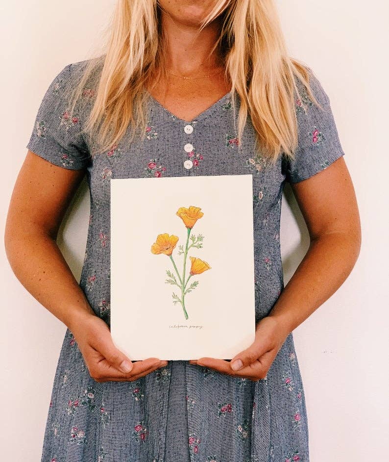Little Salt Wagon - Wholesale Art Print - California Golden Poppy Wildflower Art Print Home Wall Decor7