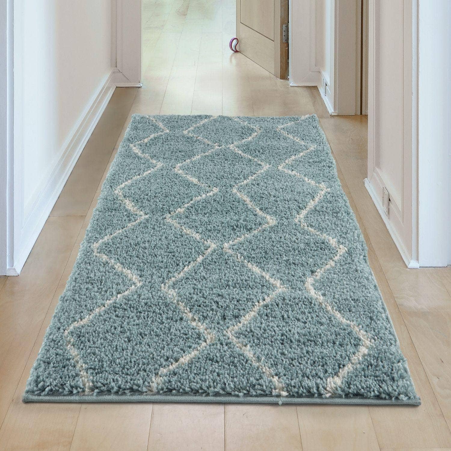THE RUGS - Vendita all'ingrosso Tappeto - Tappeto Shaggy Blu Uovo d'Anatra Marocchino | 85013