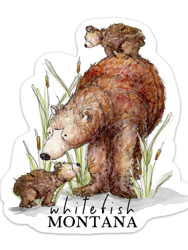 Whitefish Montana Bear Sticker for wholesale by Lizzy & Grace