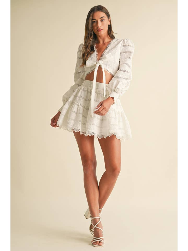 White Lace Cotton MIni Skirt for wholesale on Faire4