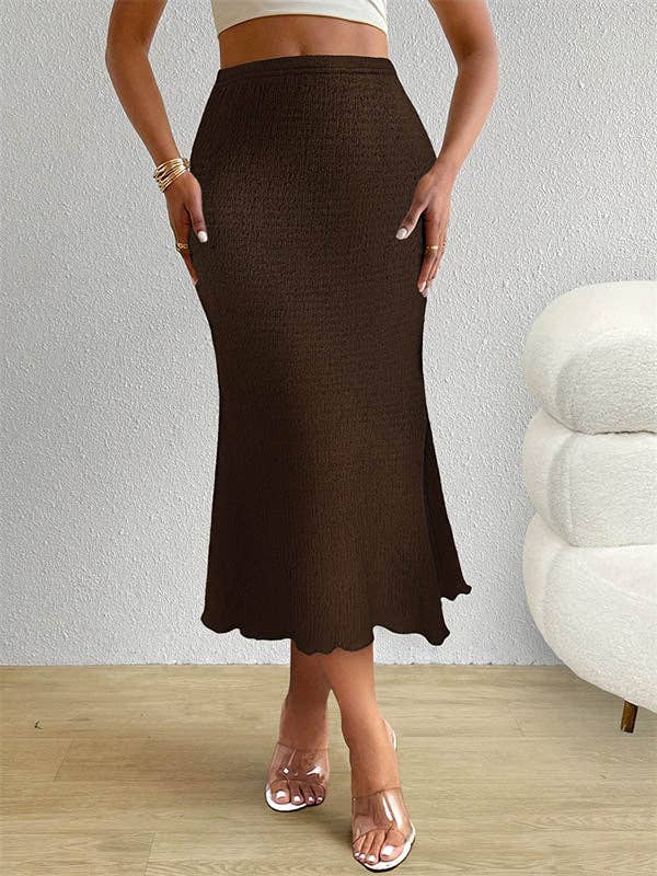Chicto - Wholesale Skirt - Women's - High Waisted Loose Elasticity Solid Color Skirts