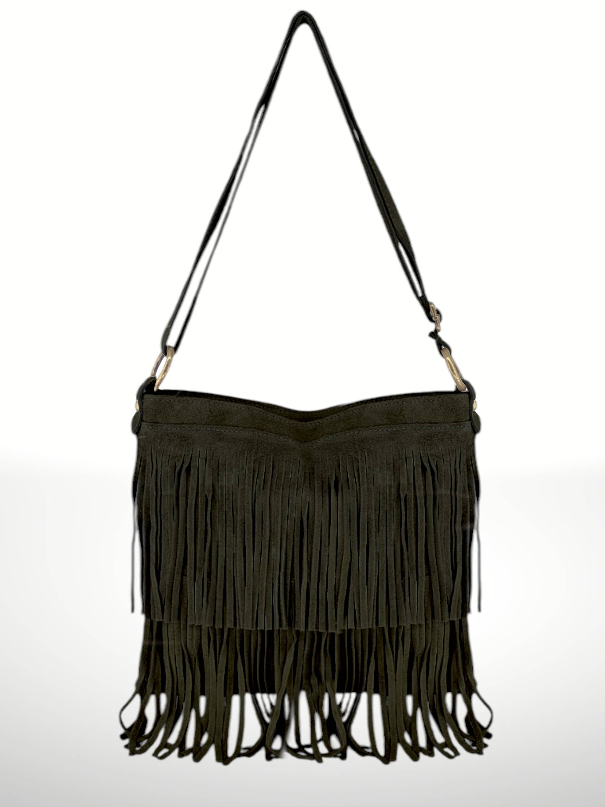 ITALIAN'S LEATHER - Wholesale Crossbodytas - Dames - Suède leren tas Cascade met franjes14