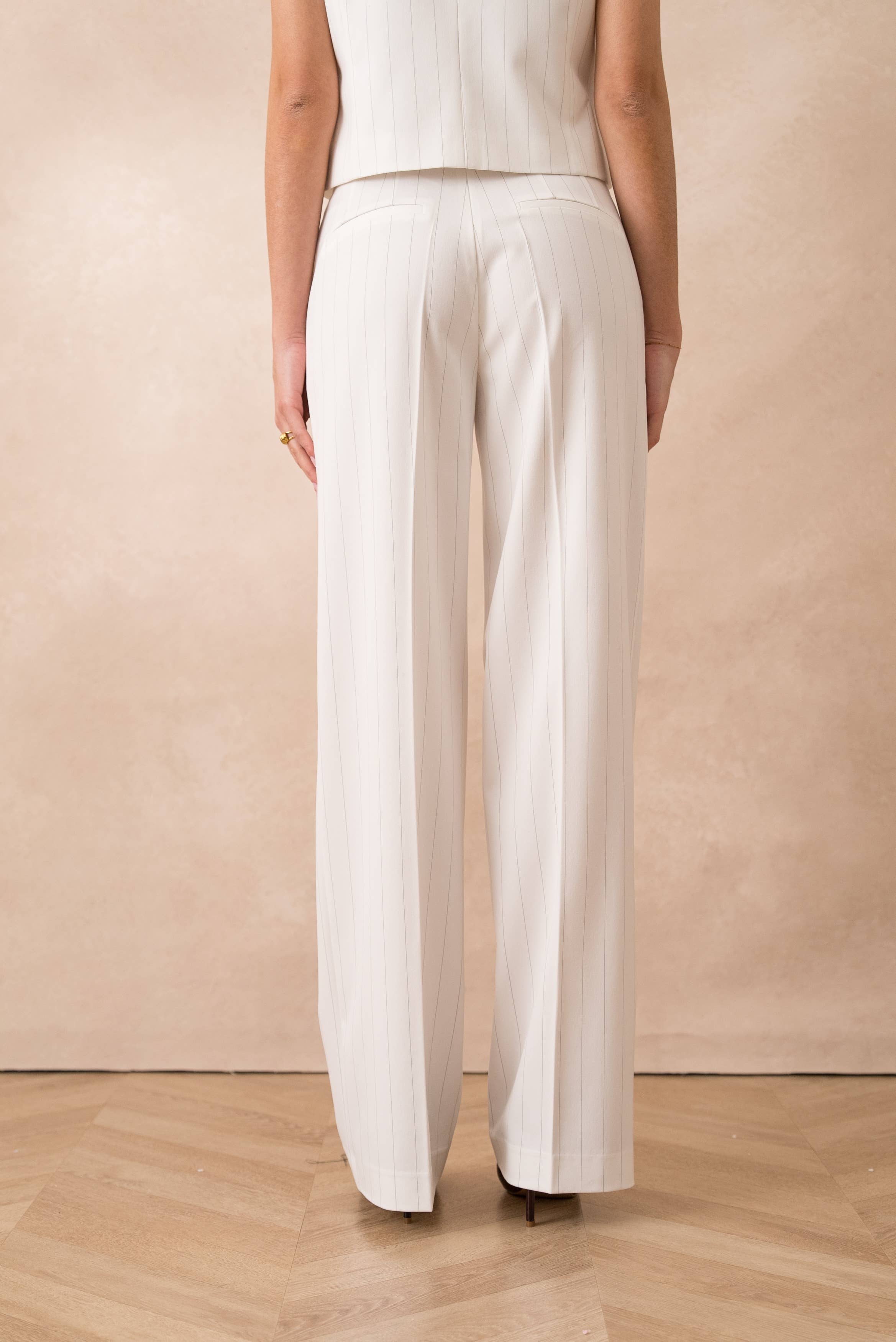 Attentif Paris - Wholesale Suit Pants - Women's - [Harmonia] High-waisted wide-leg striped pants12