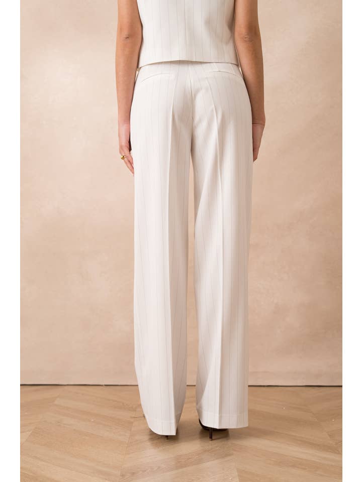 Attentif Paris - Wholesale Nette broek/pantalon - Dames - Harmonia gestreepte broek met hoge taille en wijde pijpen12