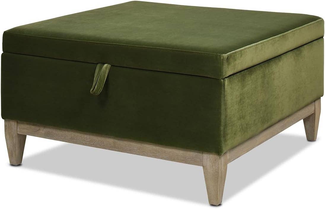 Olive Green Knox 35" Square Storage Cocktail Ottoman for wholesale on Faire0