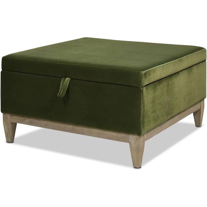 Olive Green Knox 35" Square Storage Cocktail Ottoman for wholesale on Faire