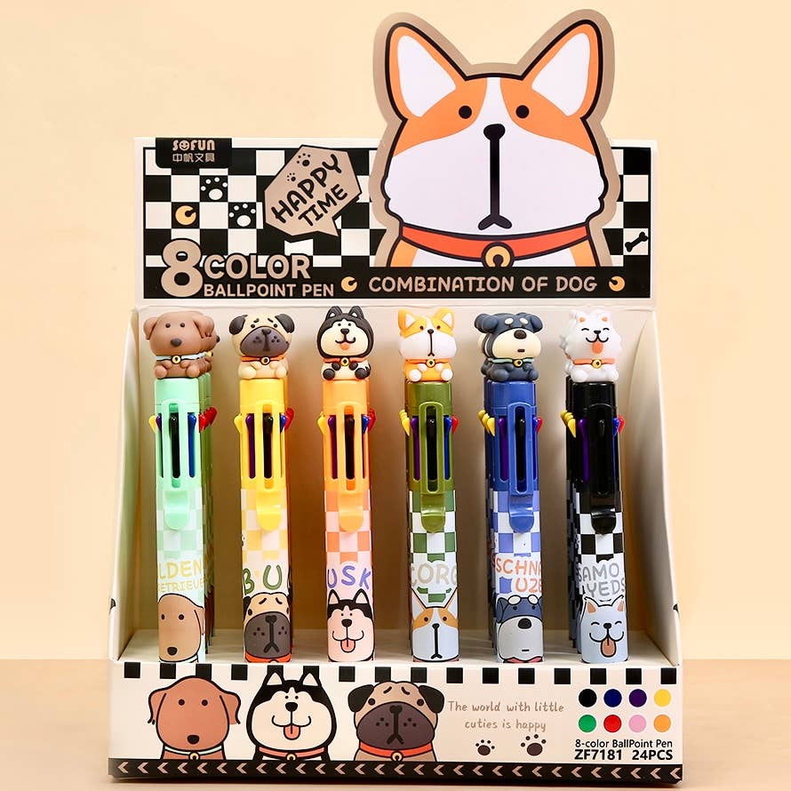 BCmini - Wholesale Pen - 23029 Dog 8-Color Retractable Ball Pen-249