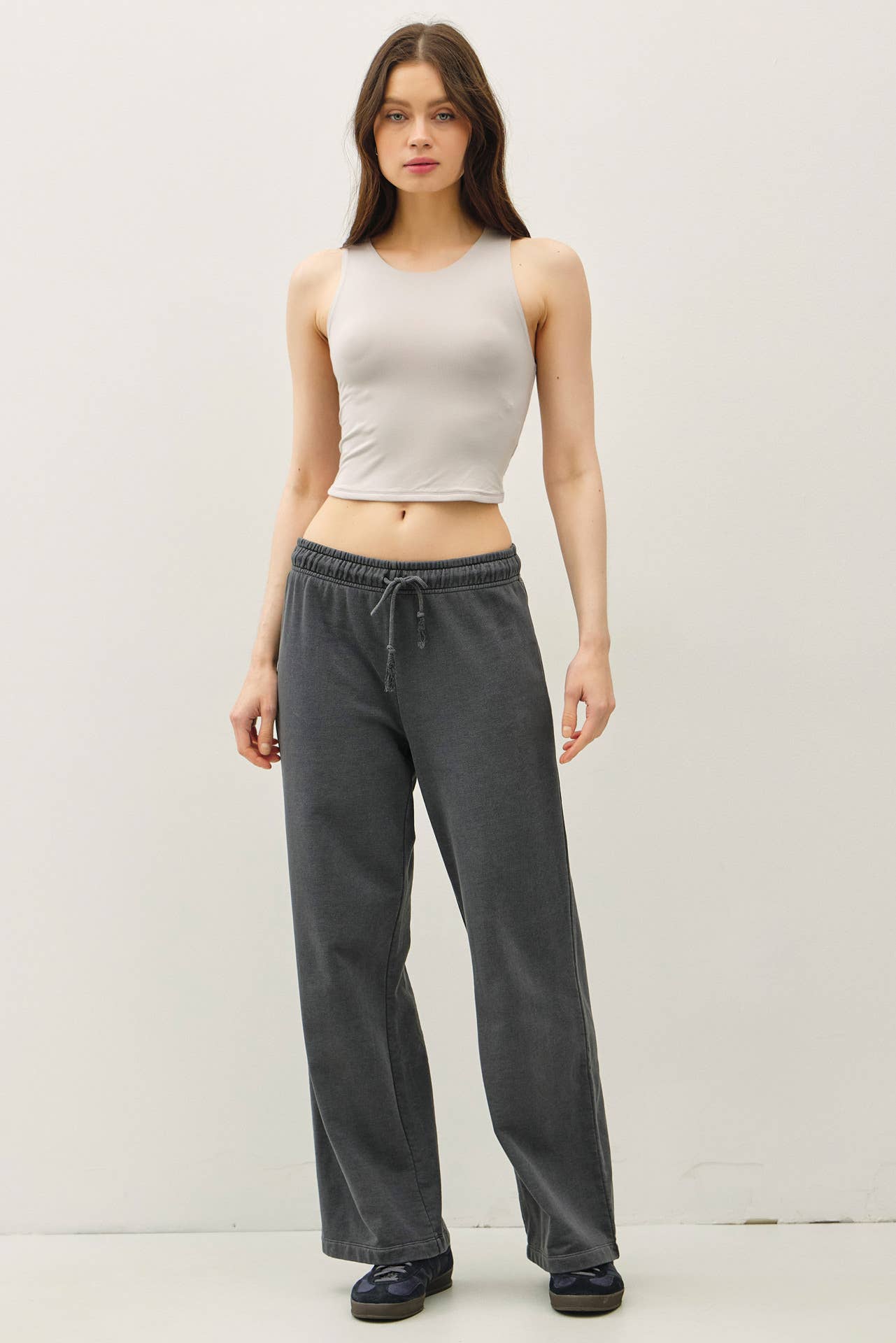 Be Cool - Wholesale Pants - Women's - ACID WASH WIDE LEG COTTON FLEECE PANTS 1